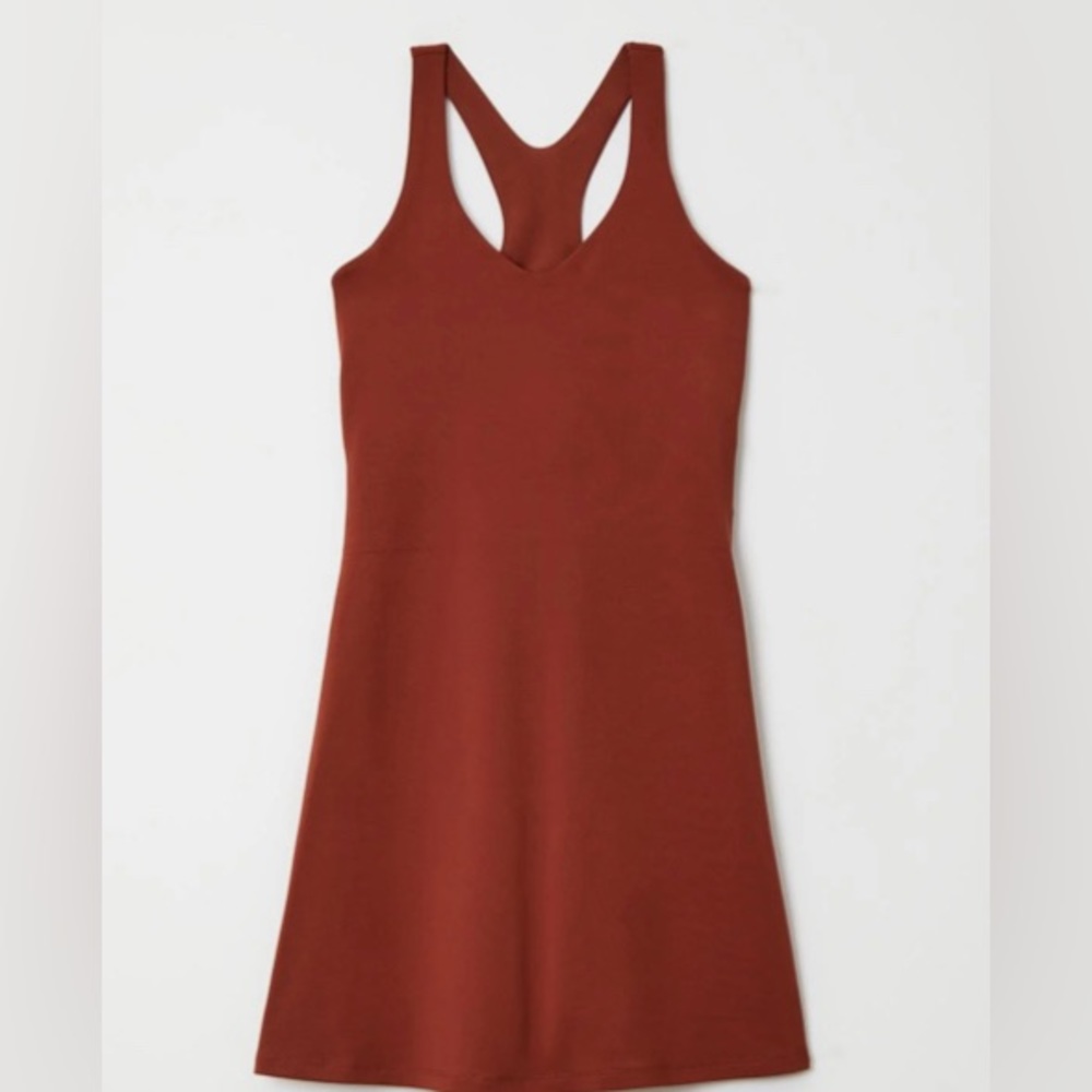 Girlfriend Collective Lola V Neck Dress (Mahogany, size L) NWOT